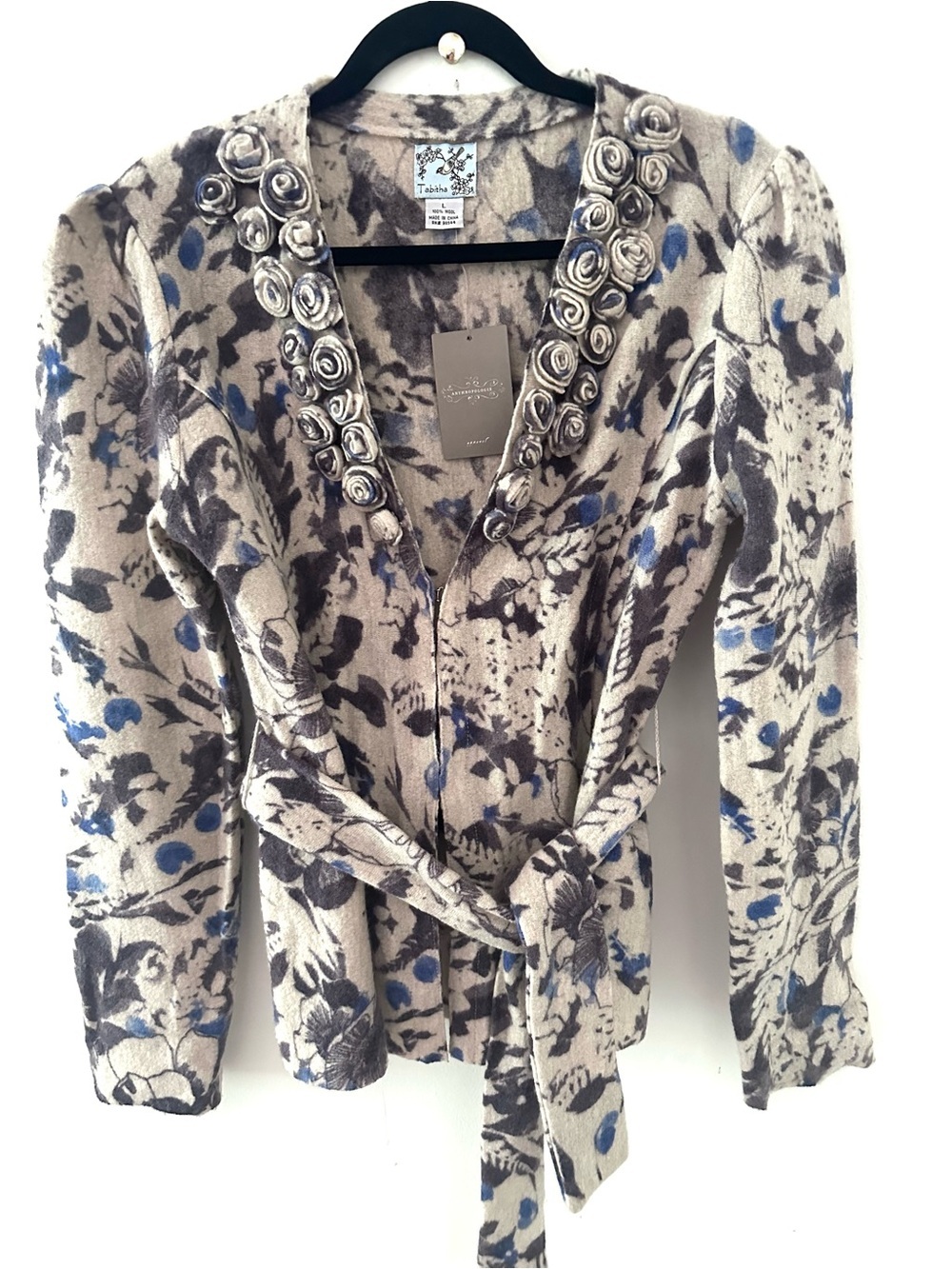 NWT Anthropologie Bud Blossom and Blue wool Cardigan' by Tabitha size L